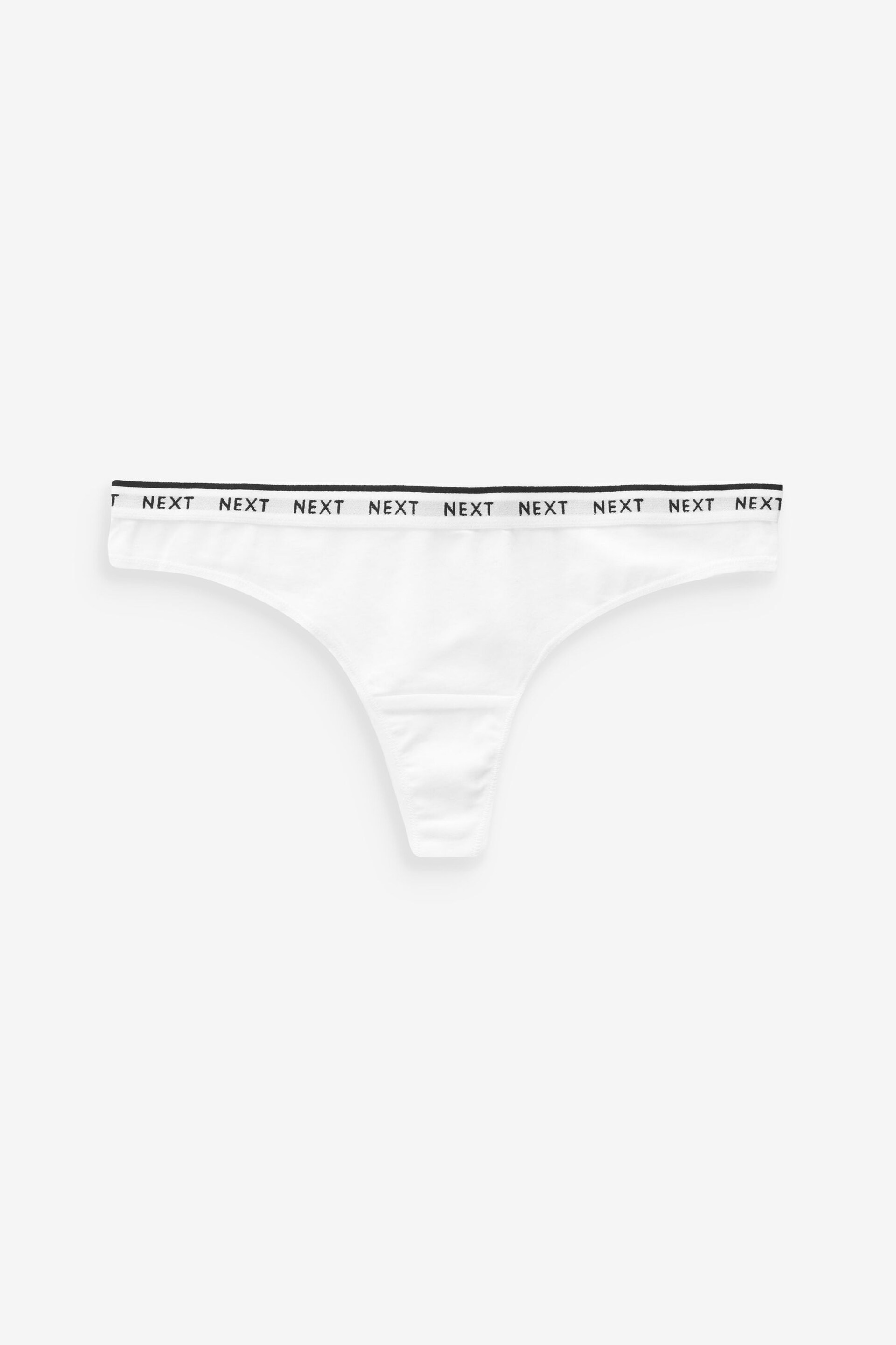 White/Light Blue Thong Cotton Rich Logo Knickers 4 Pack - Image 9 of 9