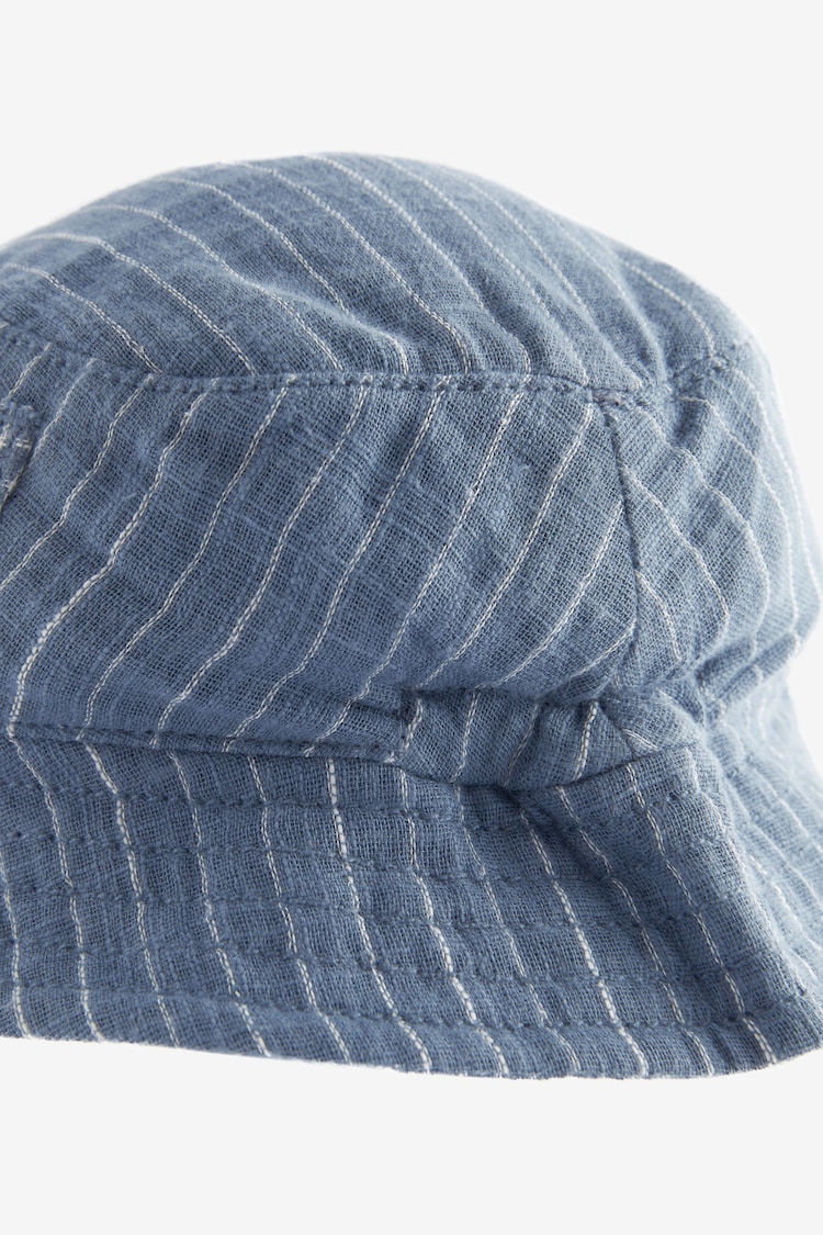 Blue Denim Stripe Baby Bucket Hat (0mths-2yrs) - Image 5 of 5