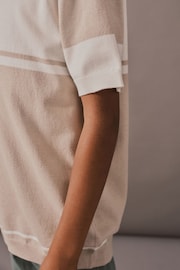 Neutral Short Sleeved Colourblock Zip Polo Shirt (3-16yrs) - Image 3 of 6