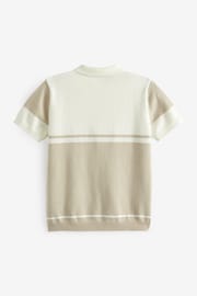 Neutral Short Sleeved Colourblock Zip Polo Shirt (3-16yrs) - Image 5 of 6