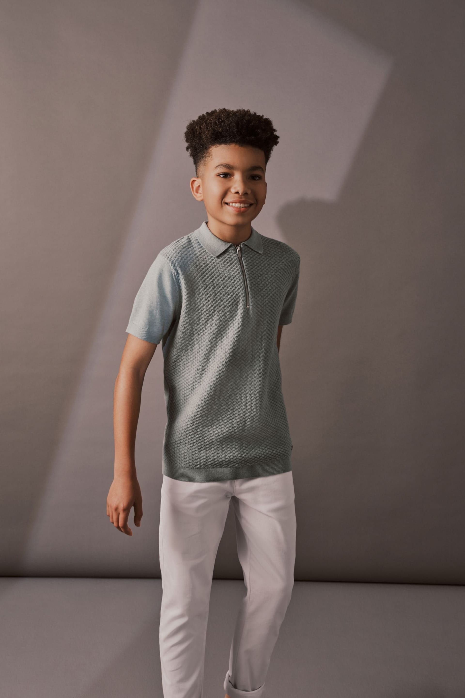 Minerals Short Sleeved Bubble Texture Polo Shirt (3-16yrs) - Image 2 of 6