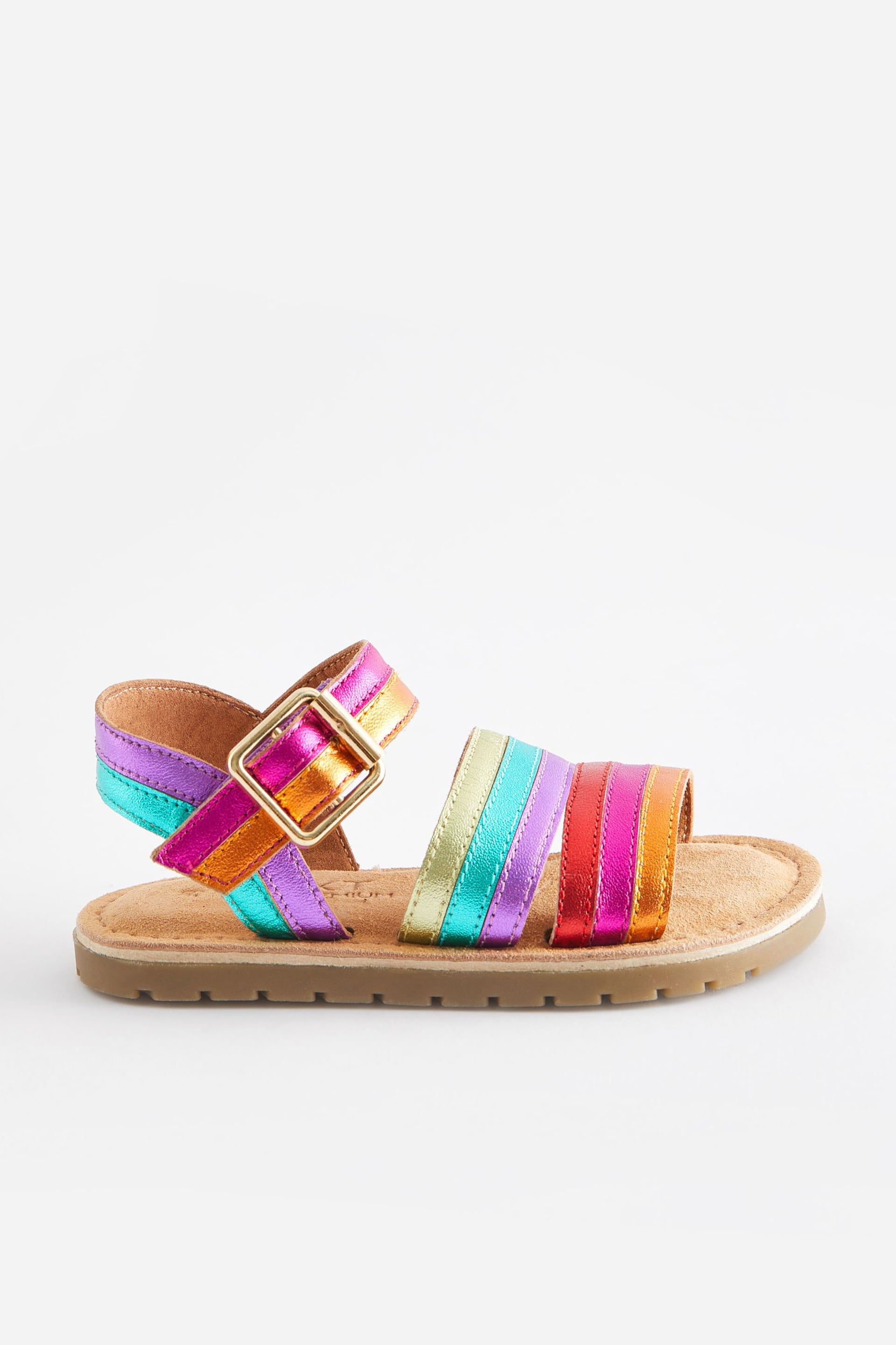 Rainbow Standard Fit (F) Leather Stripe Sandals - Image 2 of 5