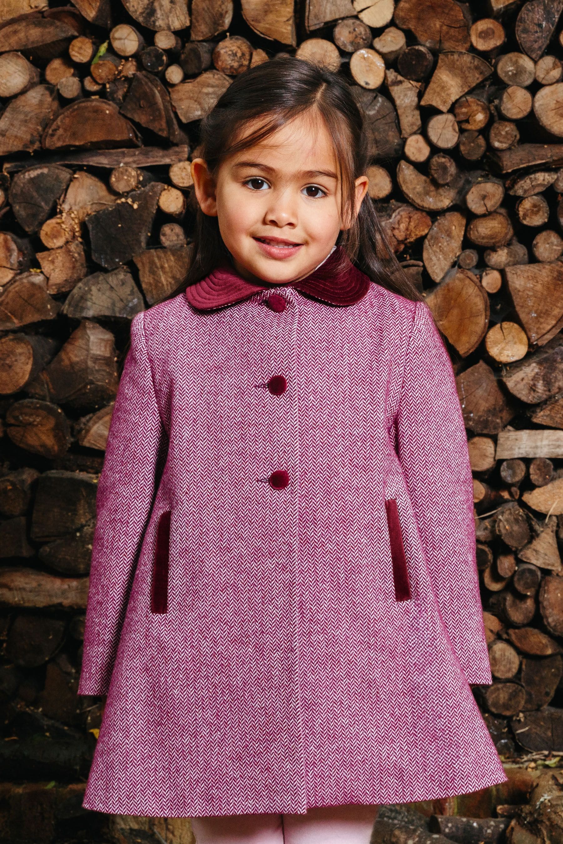 Pink herringbone coat best sale