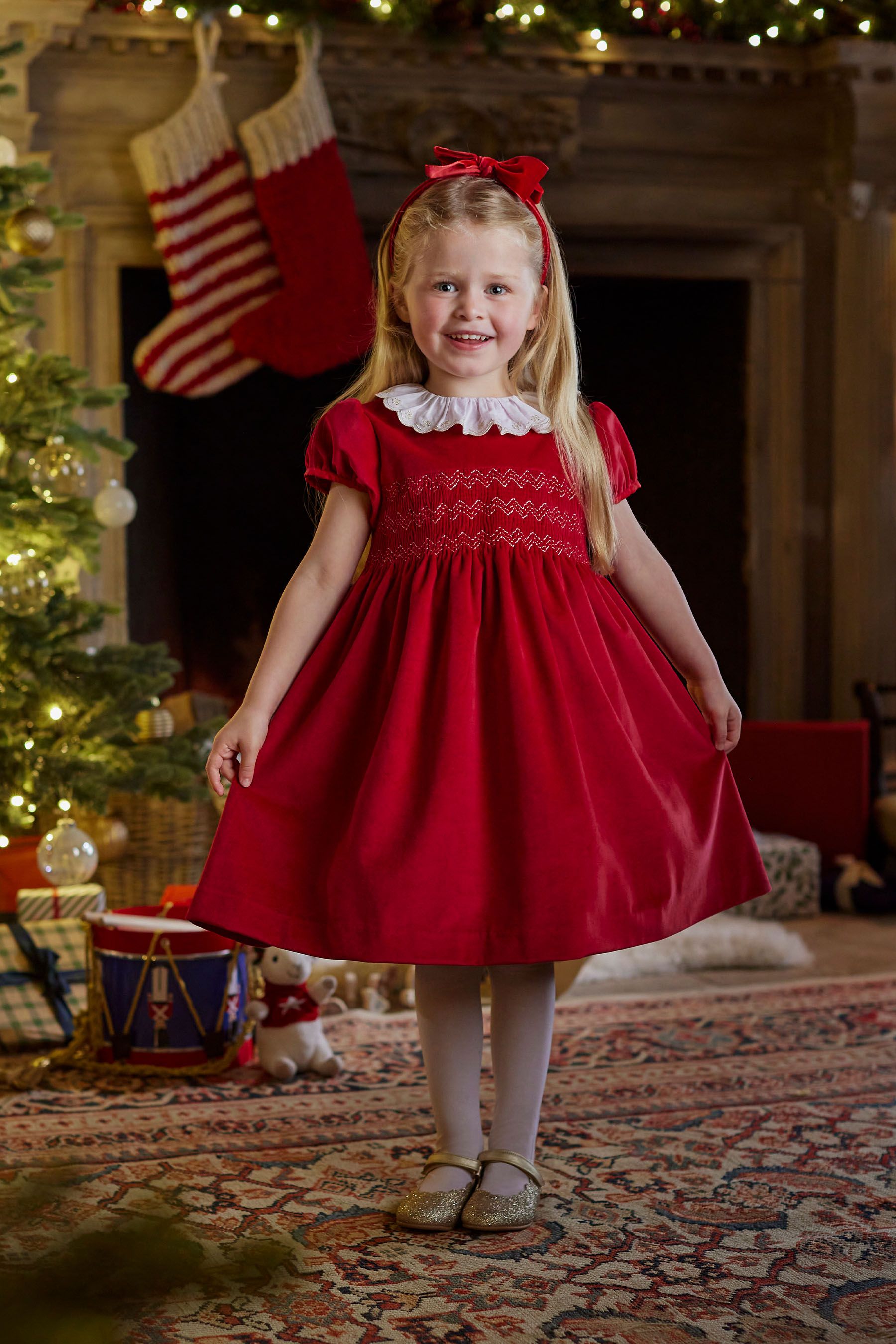 Buy Trotters London Red Velvet Christmas Party Dress from Next Luxembourg