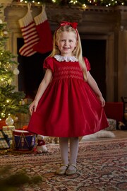 Trotters London Red Velvet Christmas Party Dress - Image 1 of 7