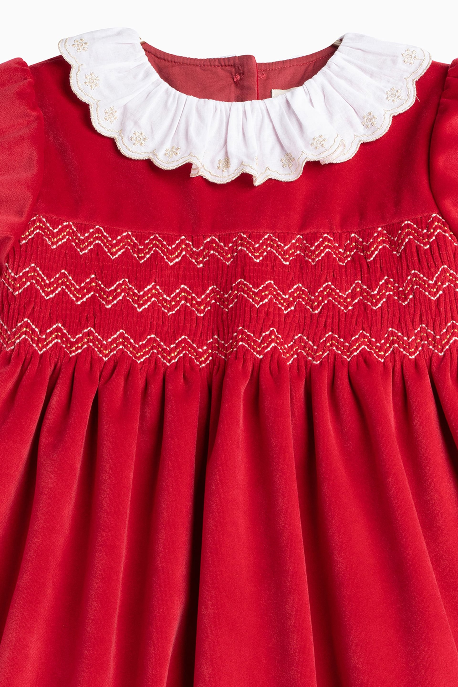 Trotters London Red Velvet Christmas Party Dress - Image 7 of 7