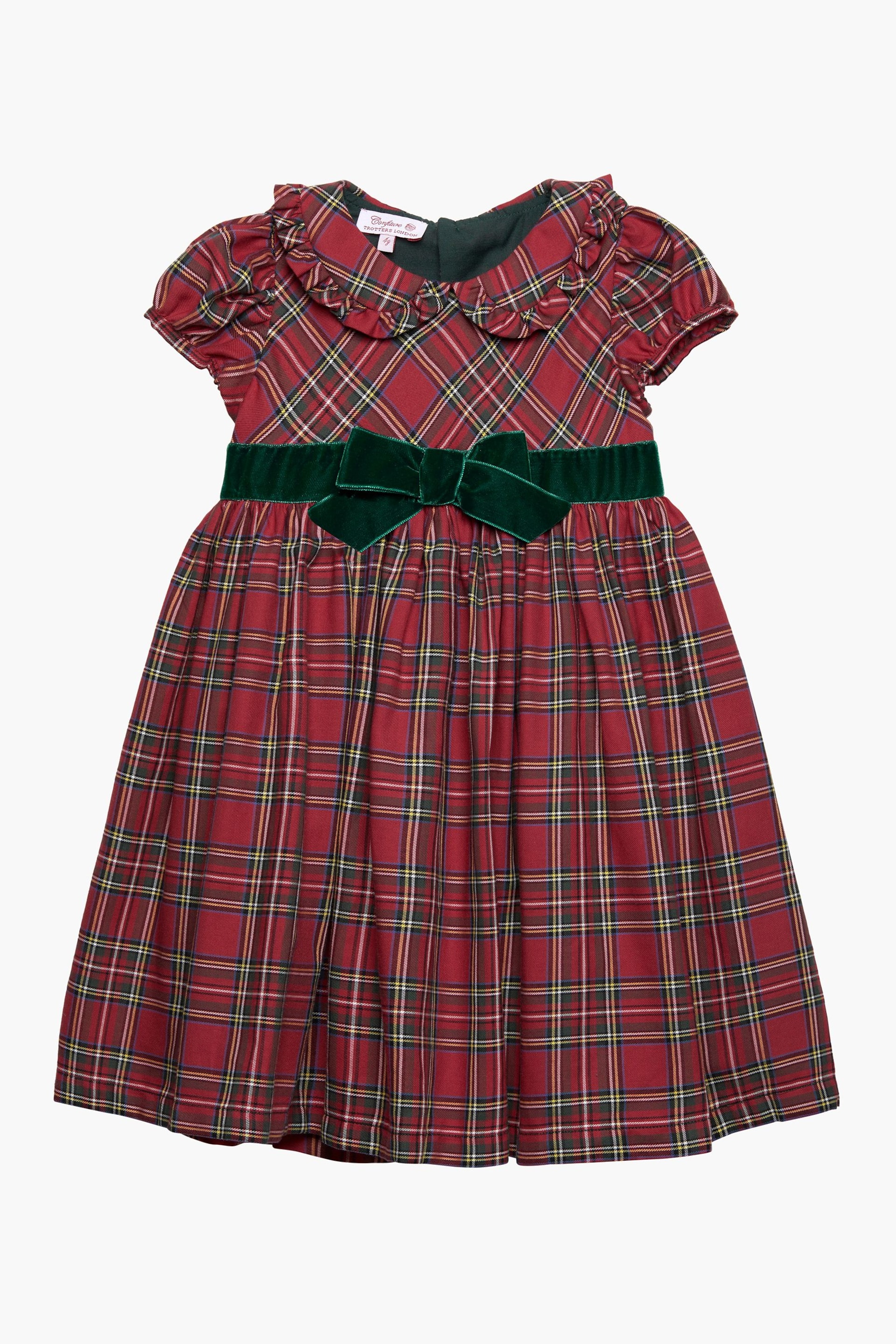Trotters London Red Tartan Katie Cotton Party Dress - Image 1 of 2