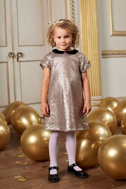 Trotters London Gold Sequin Christmas Party Dress - Image 3 of 7