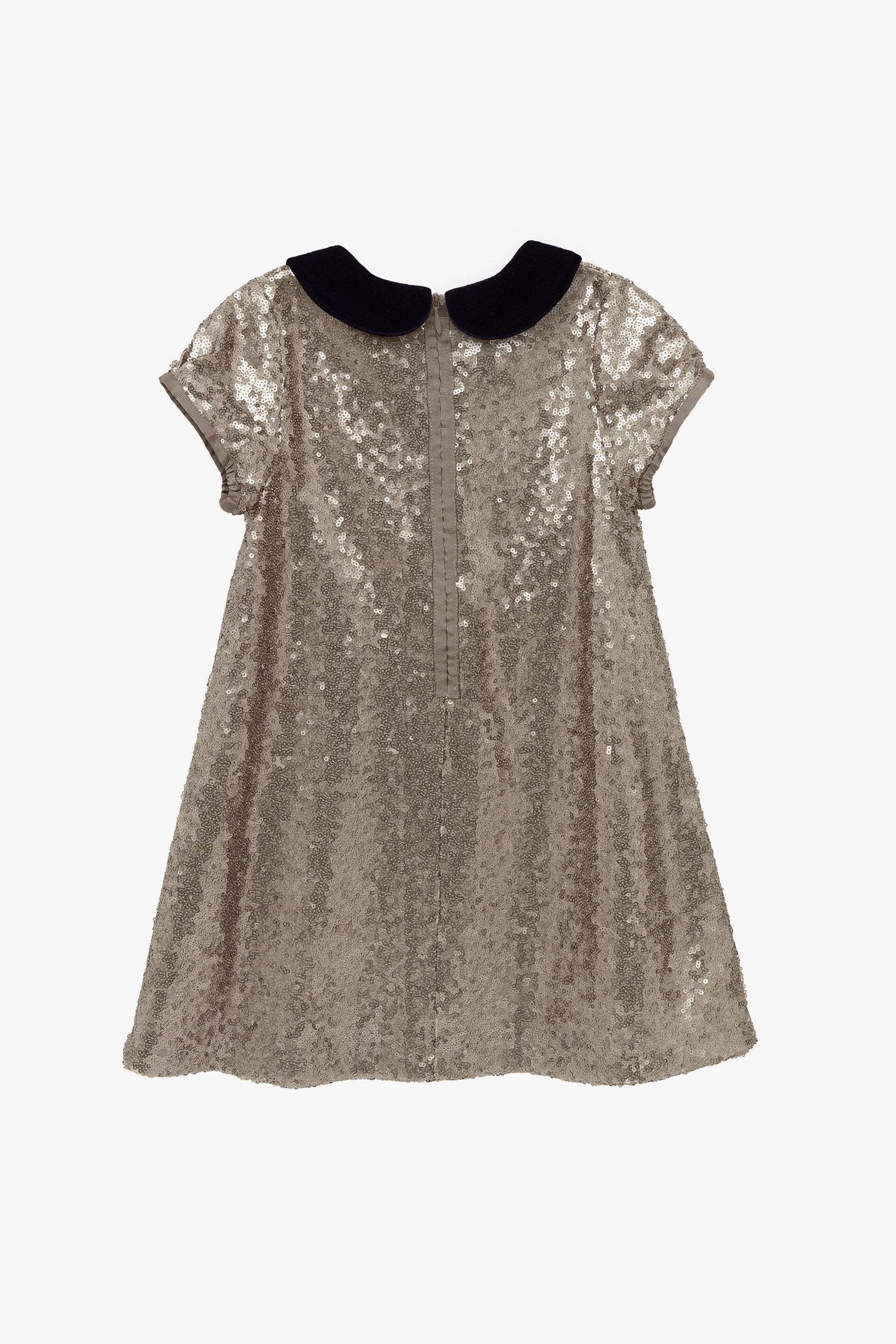 Trotters London Gold Sequin Christmas Party Dress - Image 6 of 7