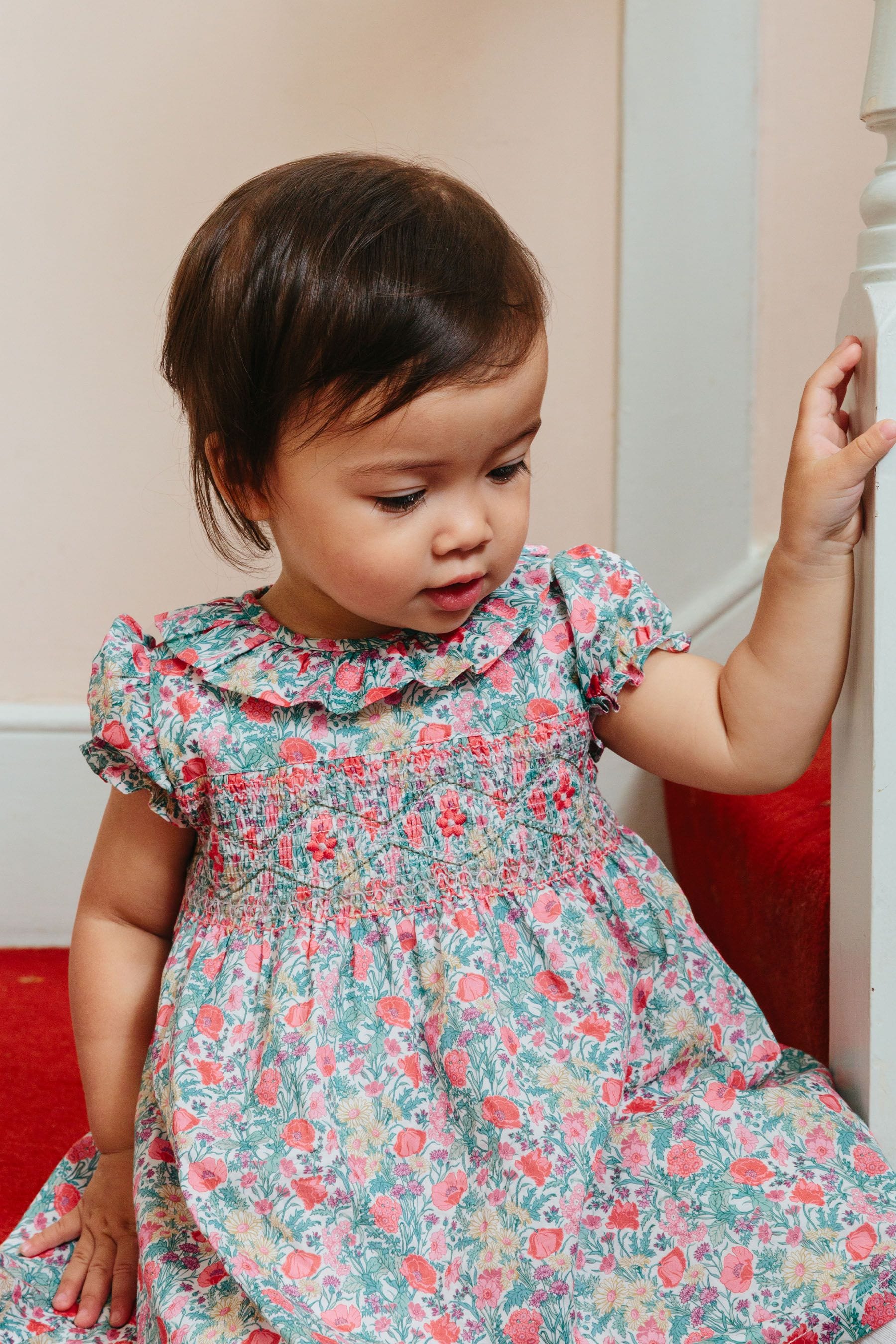 Buy Trotters London Pink Little Liberty Print Florence Willow Smocked Dress from Next Luxembourg