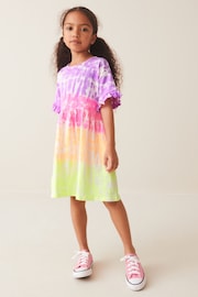 Multi Tie Dye Short Sleeve Cotton Jersey Dress (3-16yrs) - Image 2 of 7