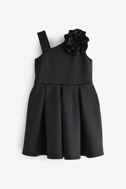 Black 3D Flower Corsage Asymmetric Scuba Occasion Dress (1.5-16yrs) - Image 4 of 6