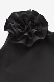 Black 3D Flower Corsage Asymmetric Scuba Occasion Dress (1.5-16yrs) - Image 6 of 6