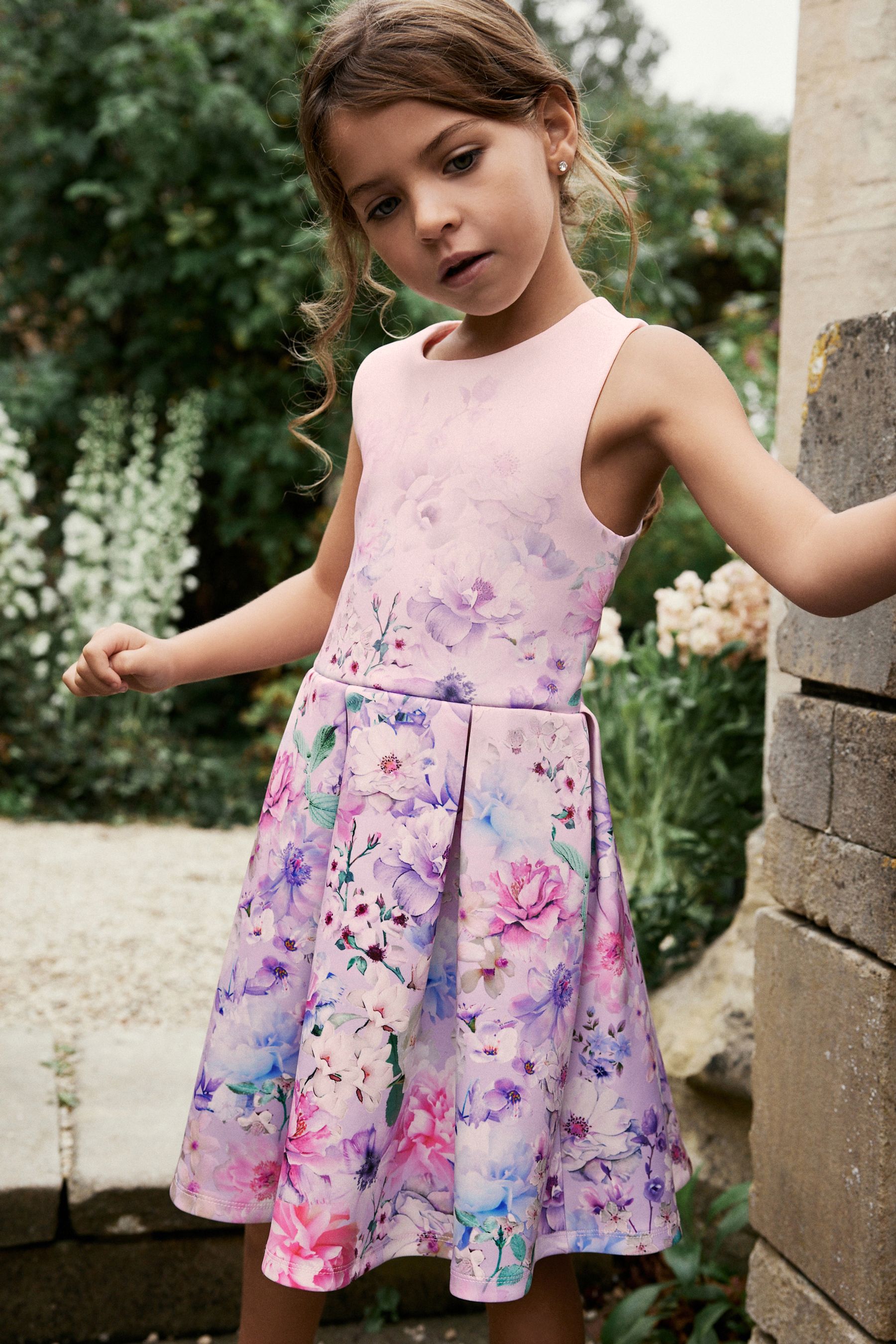 Buy Lilac Floral Cut Out Detail Scuba Occasion Dress 1.5 16yrs from the Next UK online shop