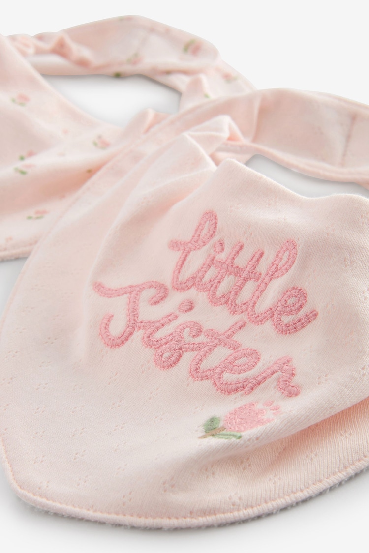 Pink Little Sister Baby Dribble Bibs 2 Pack - Image 4 of 4