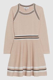 Reiss Pink Fallon Junior Sparkle Trim Knitted Skater Dress - Image 2 of 5