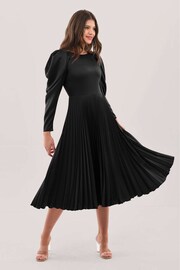 Closet London Black Pleated Midi Dress - Image 1 of 5