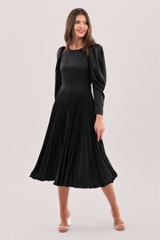 Closet London Black Pleated Midi Dress - Image 3 of 5