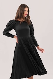 Closet London Black Pleated Midi Dress - Image 4 of 5