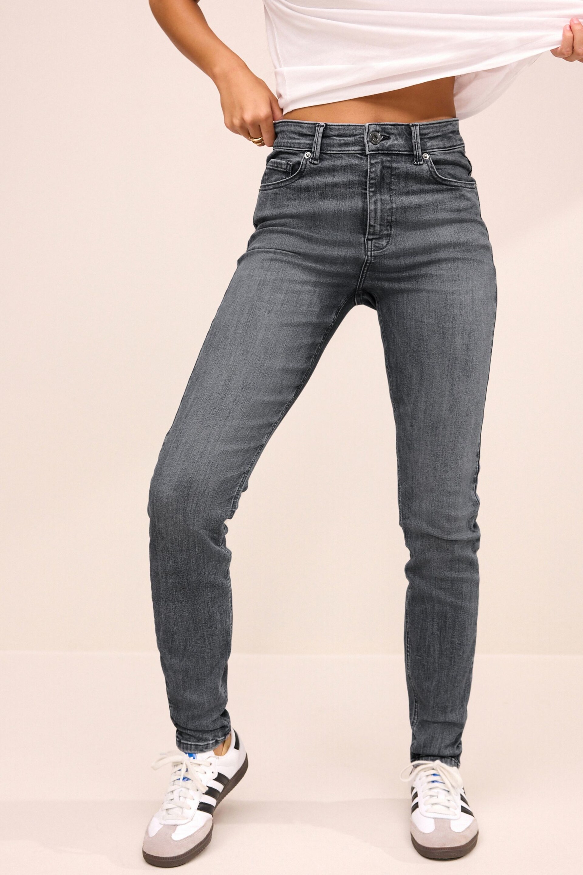 Grey Low Skinny Jeans - Image 1 of 7