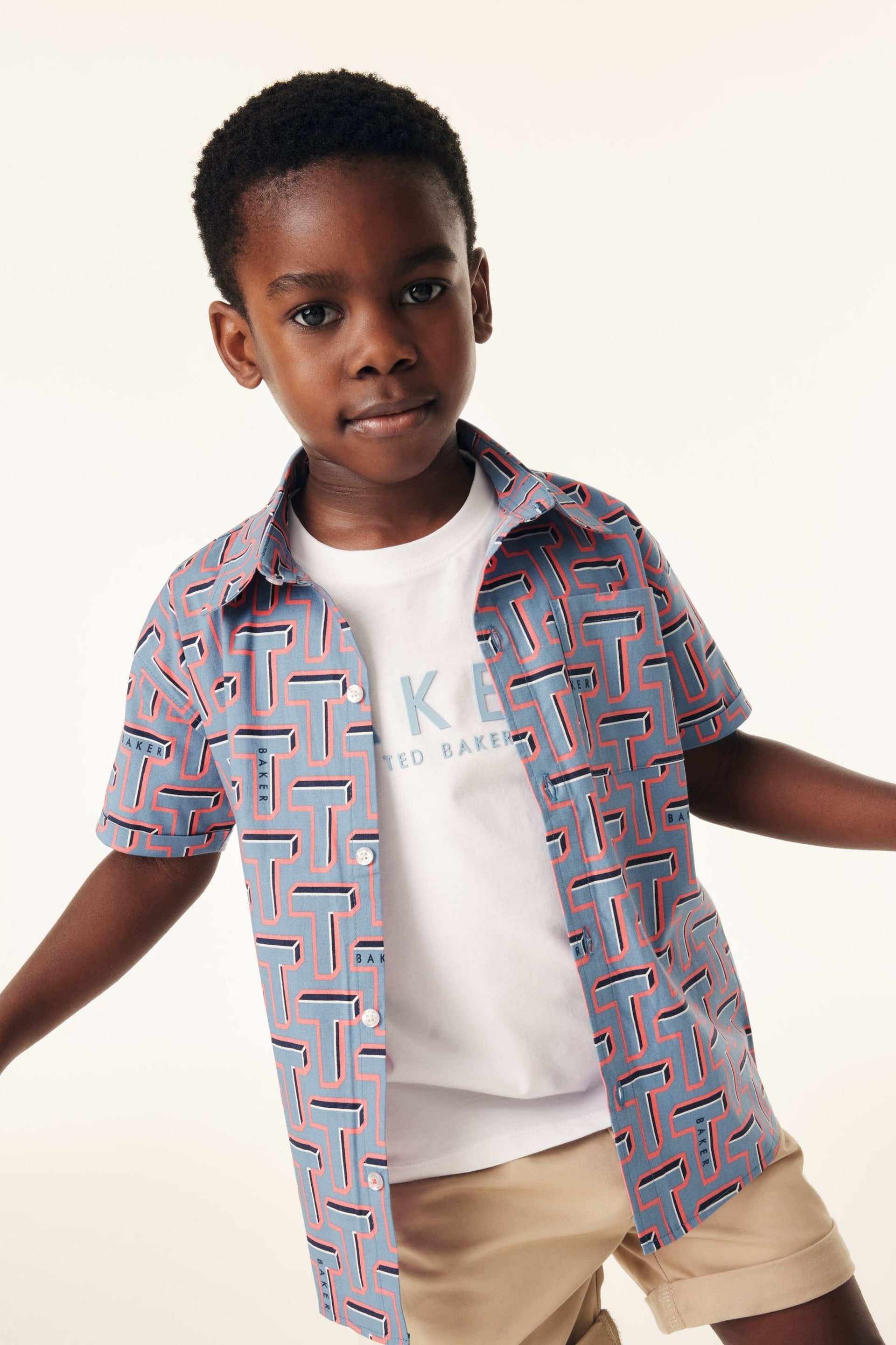 Baker by Ted Baker Blue T-Shirt and Shirt Set - Image 1 of 11