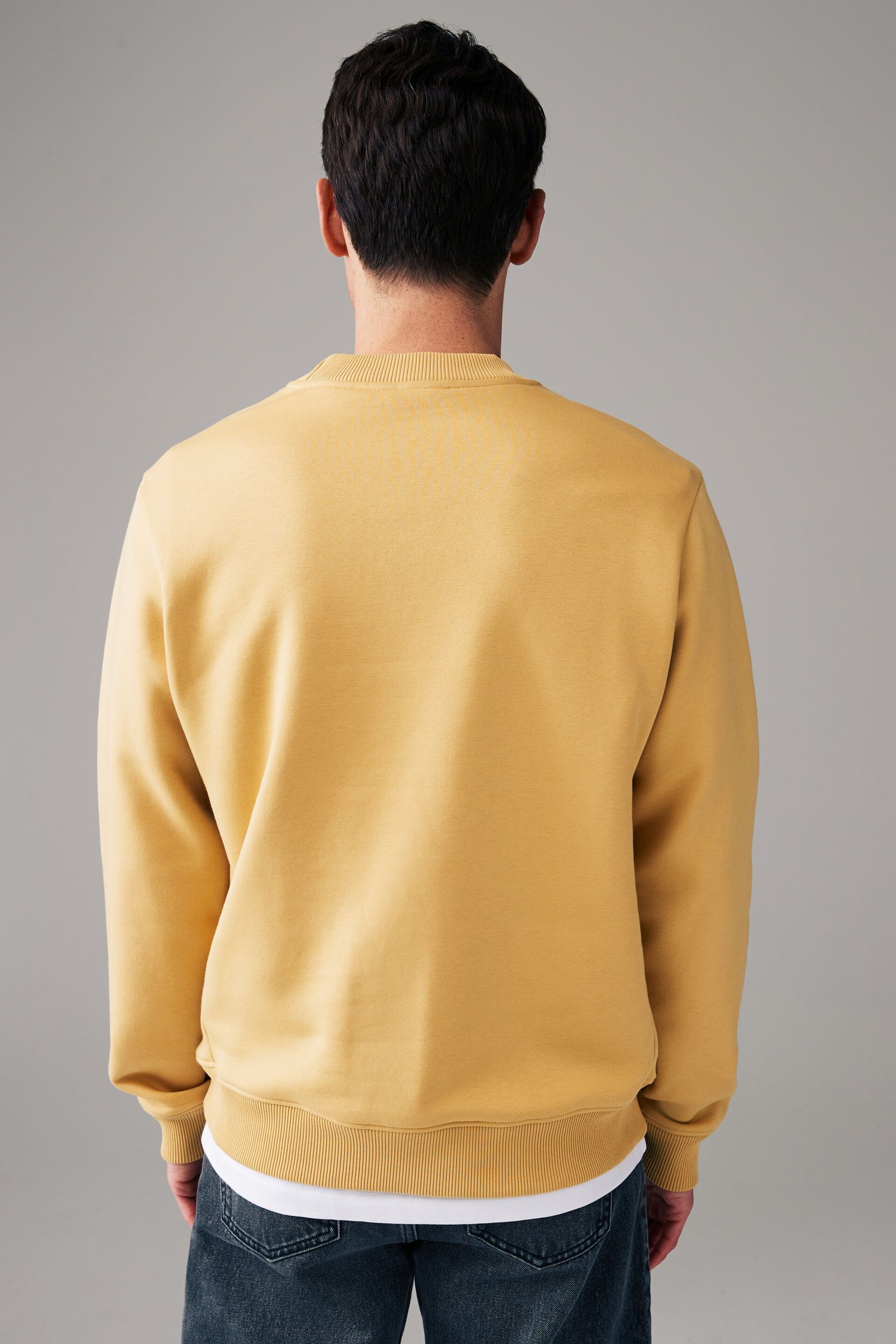 Yellow Regular Fit Jersey Cotton Rich Crew Sweatshirt - Image 3 of 7