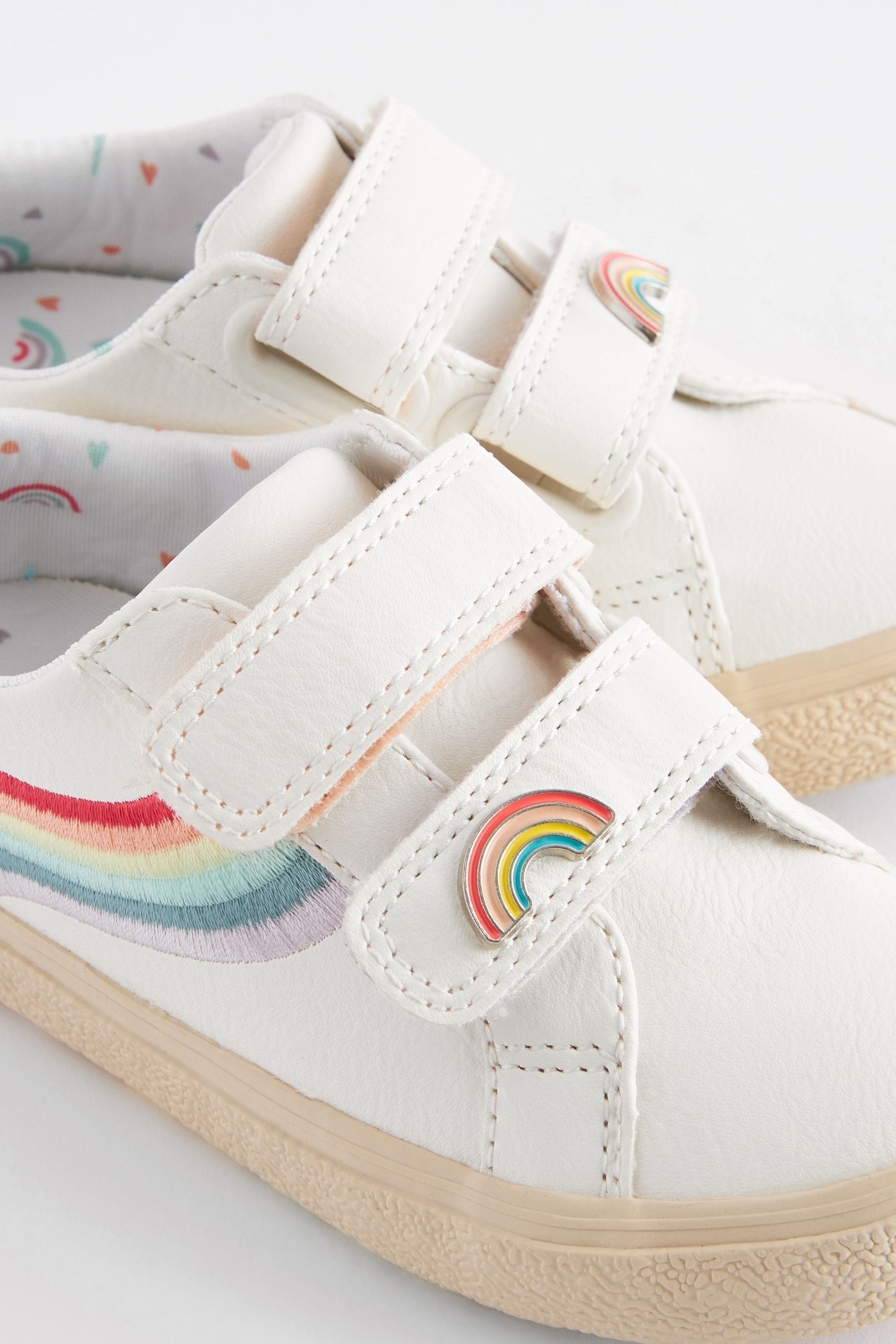 White Rainbow Touch Fasten Trainers