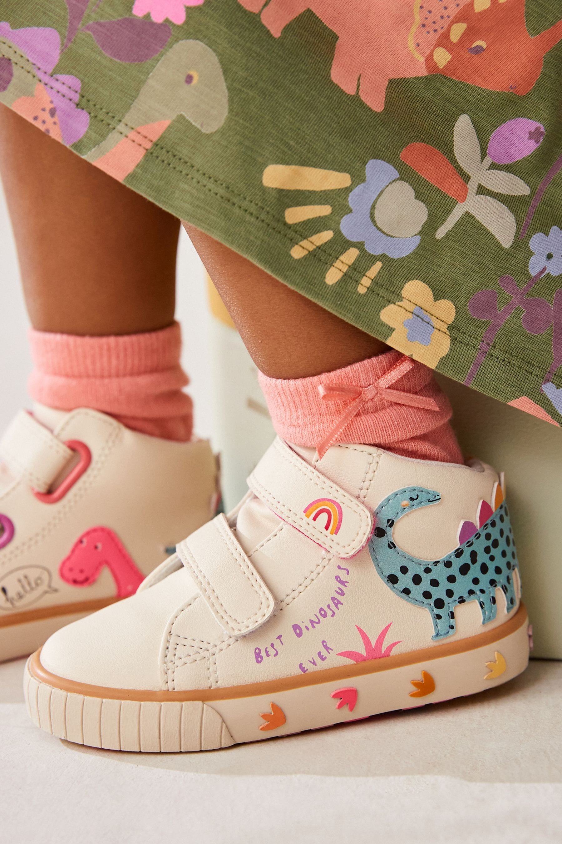 Buy Cream Standard Fit F Dinosaur High Top Trainers from Next USA