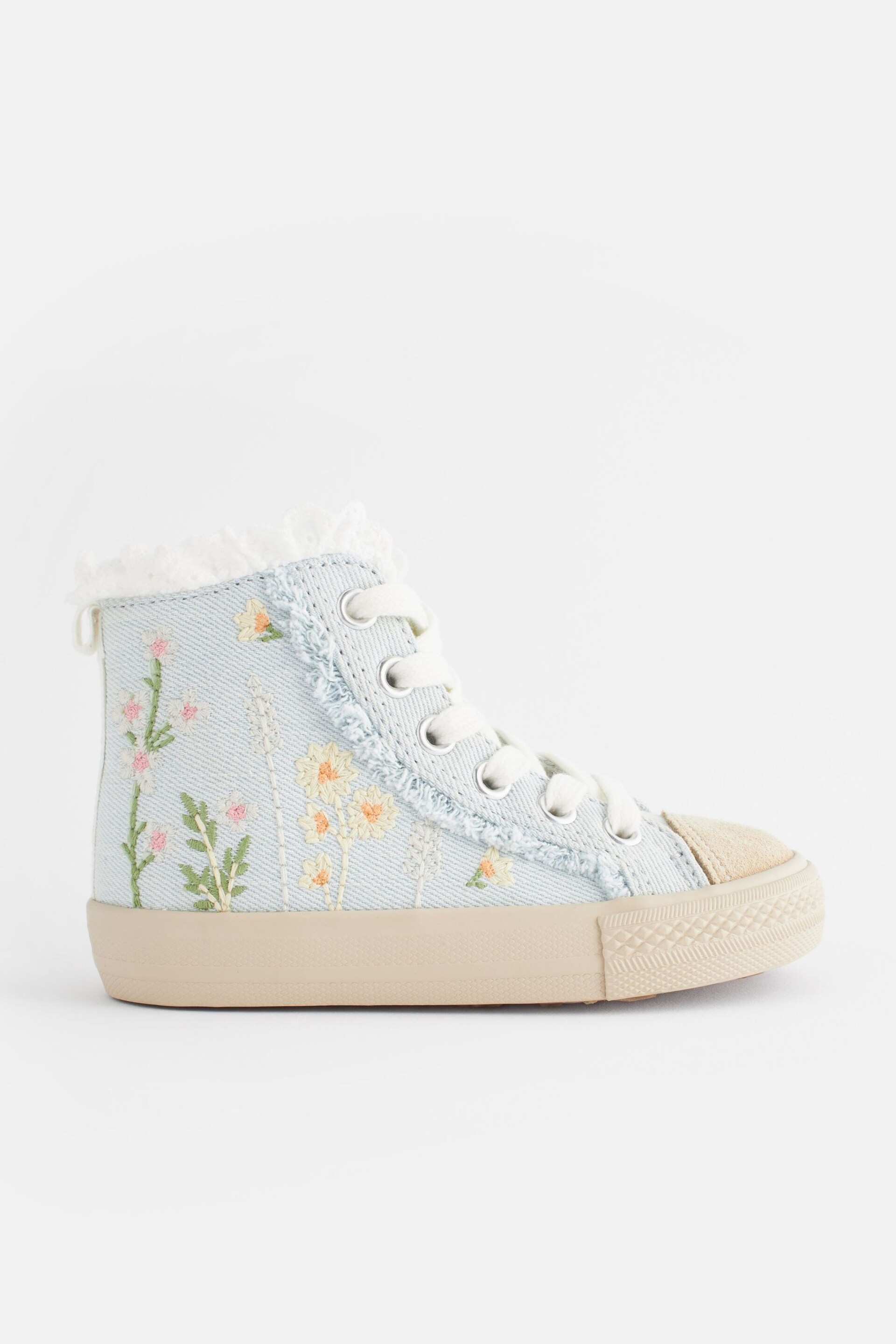 Denim Blue Embroidered High Top Trainers - Image 3 of 7