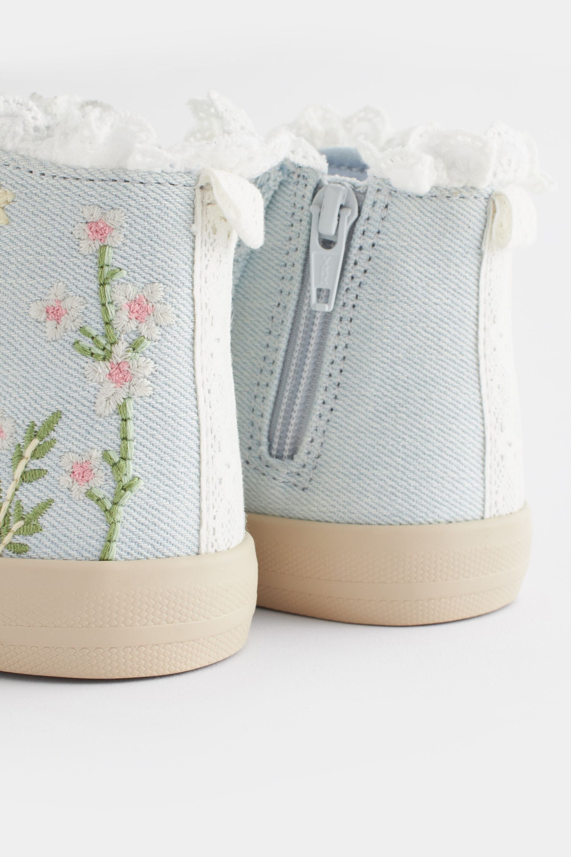 Denim Blue Embroidered High Top Trainers - Image 5 of 7