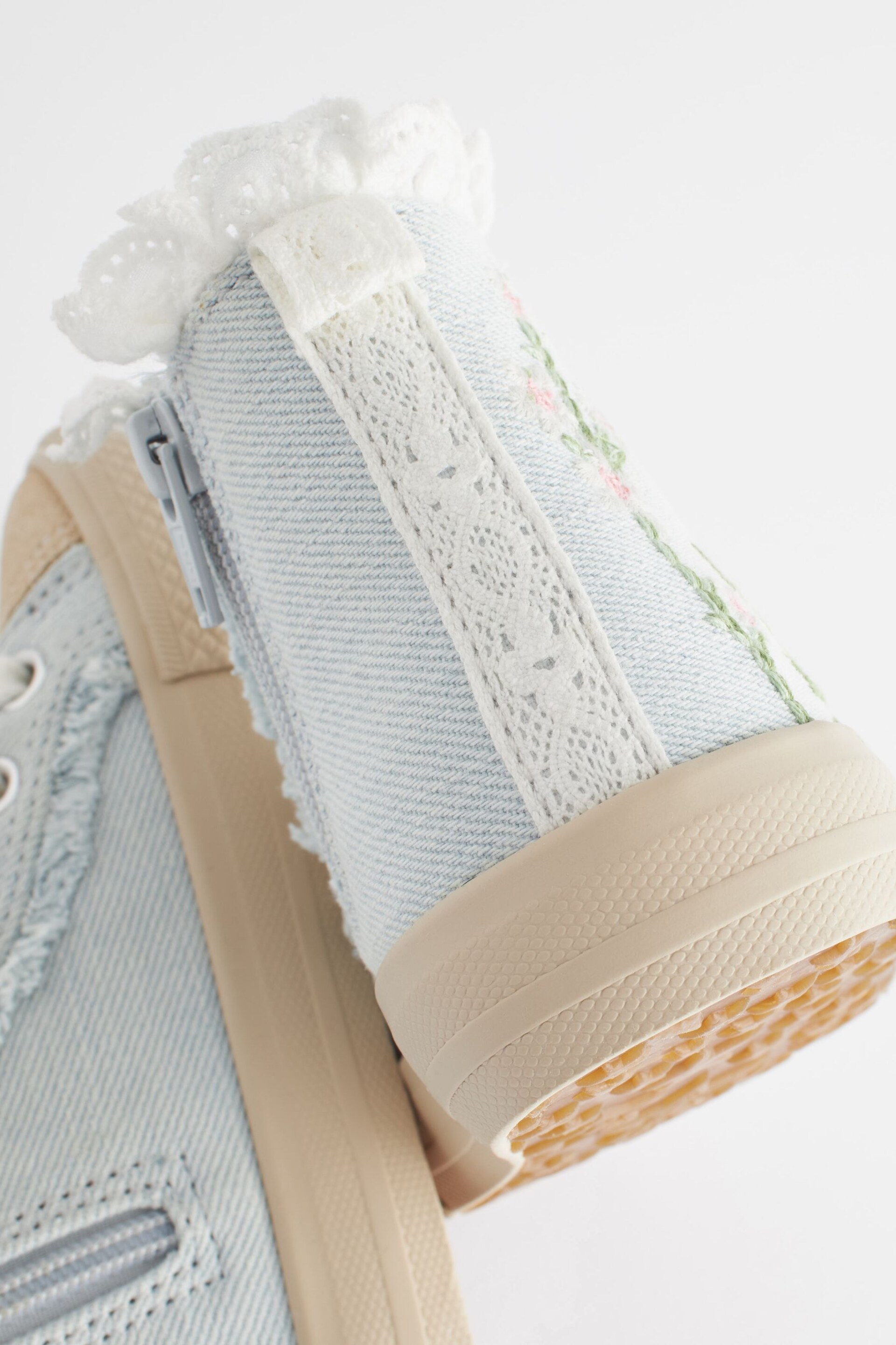 Denim Blue Embroidered High Top Trainers - Image 6 of 7
