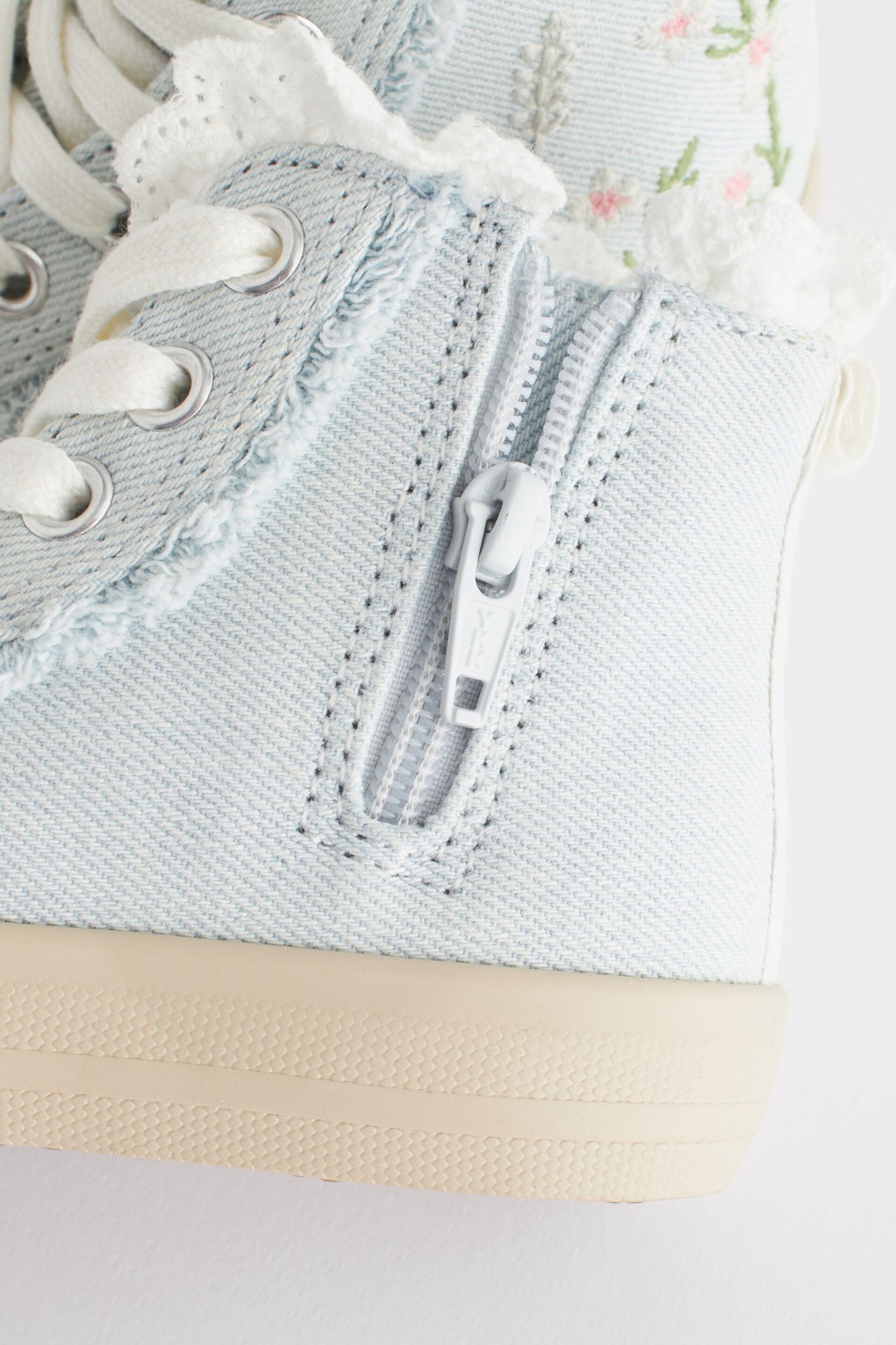 Denim Blue Embroidered High Top Trainers - Image 7 of 7