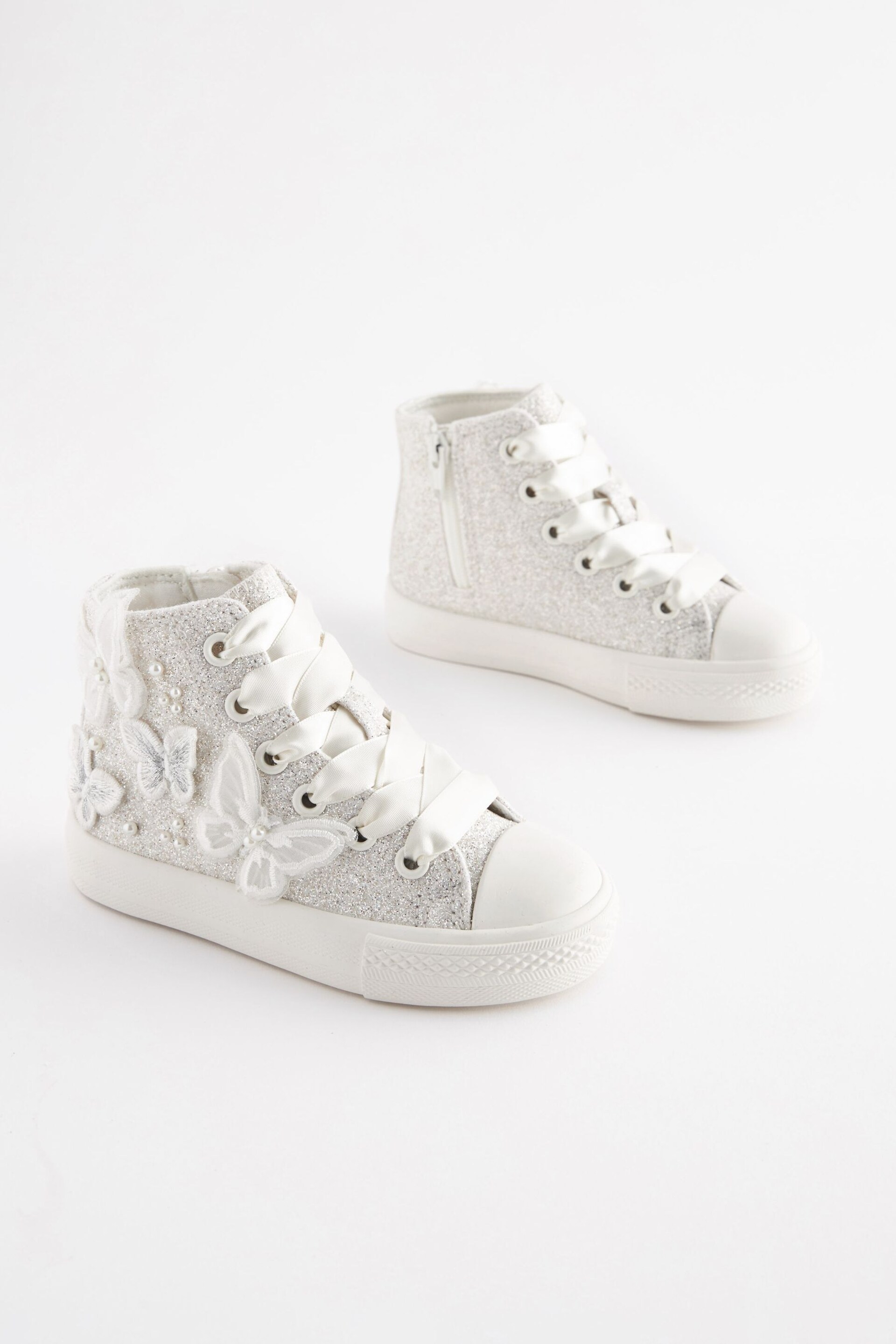 White Glitter Bridesmaid High Top Trainers - Image 3 of 6