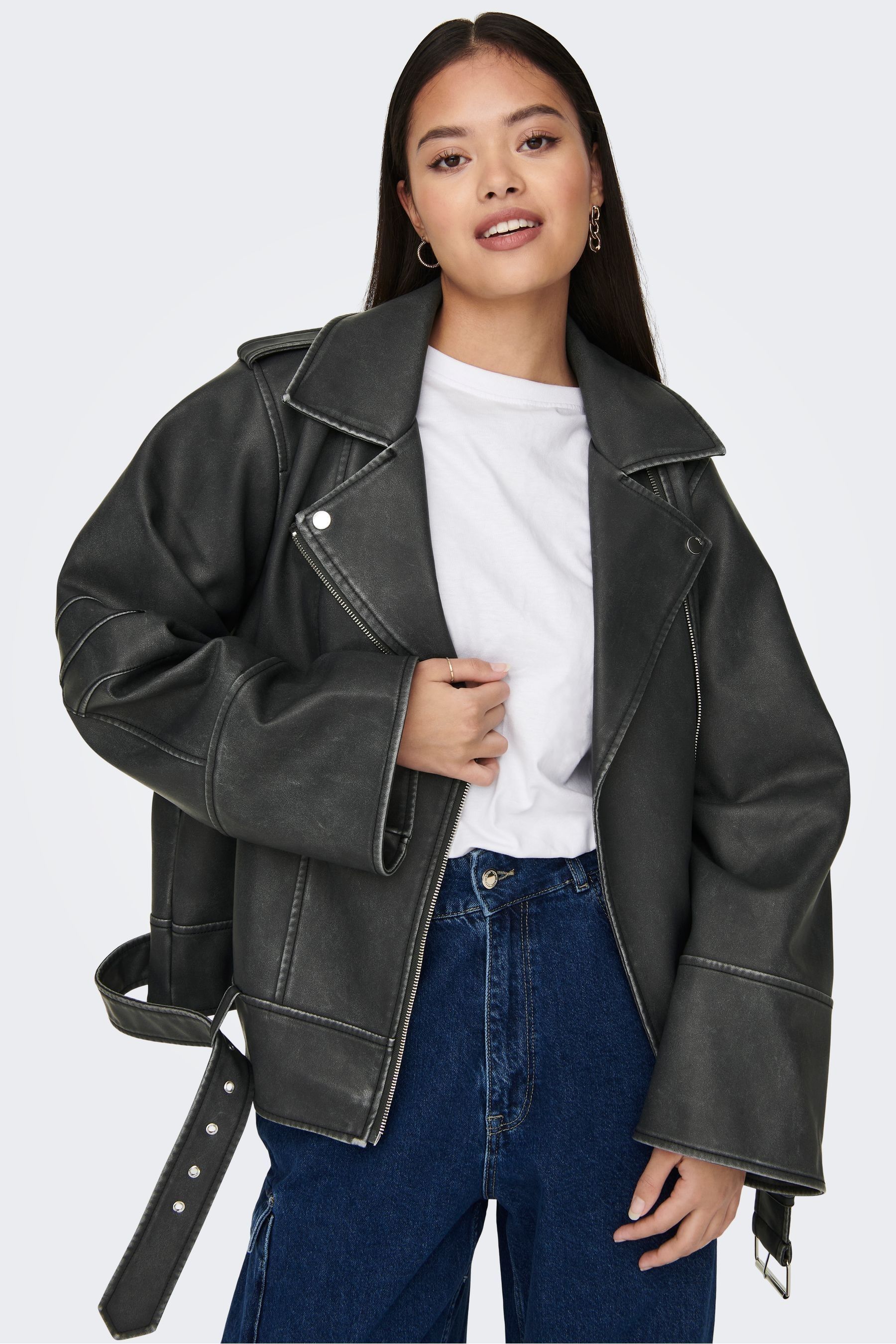 Only biker faux leather jacket hot sale