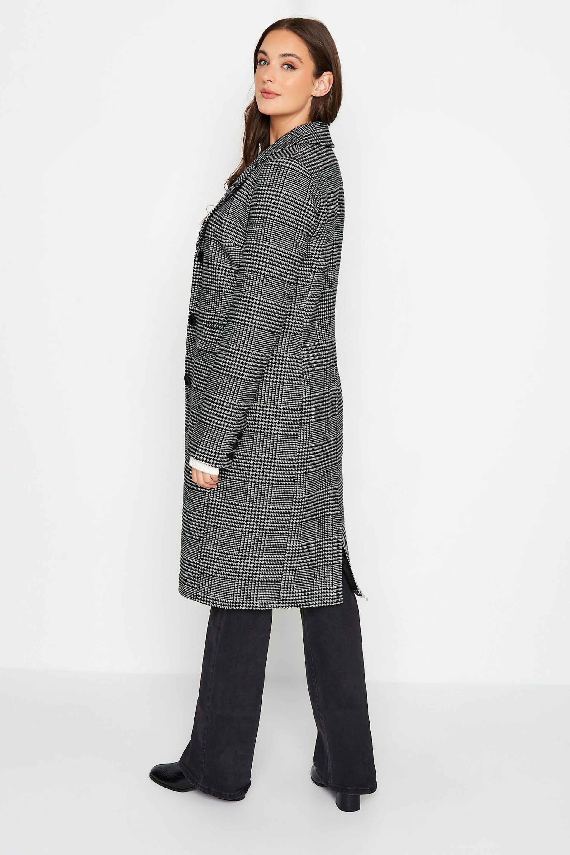 Long Tall Sally Black Check Midi Formal Coat - Image 2 of 4