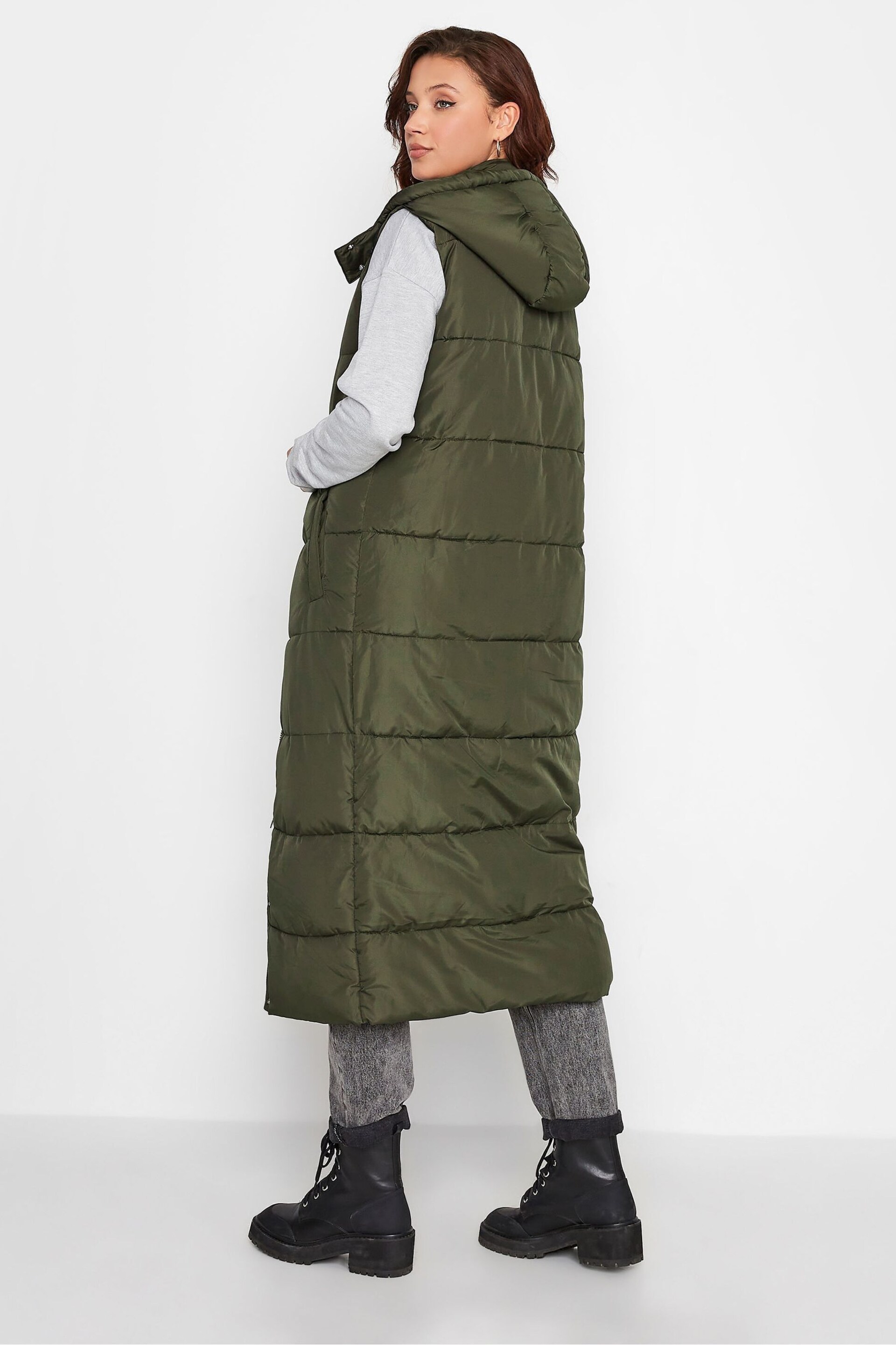 Long Tall Sally Green Midaxi Puffer Gilet - Image 2 of 4