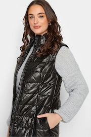 Long Tall Sally Black High Shine Maxi Puffer Gilet - Image 4 of 4