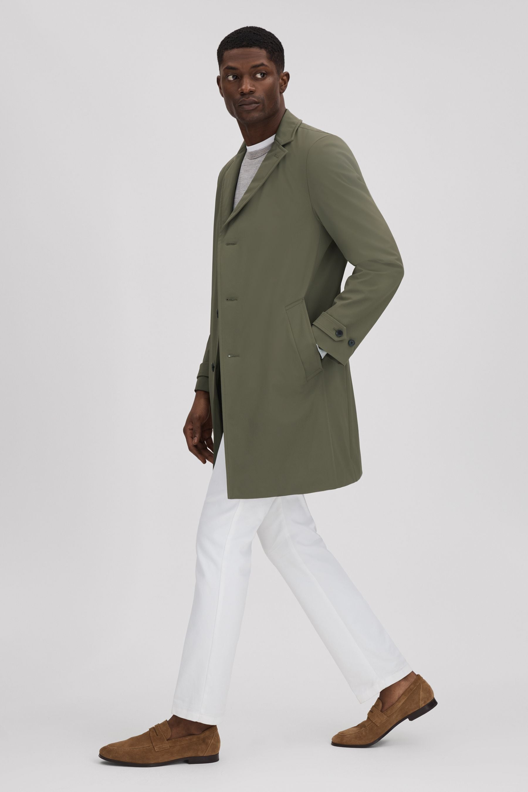Buy Reiss Fern Green Capital Single Breasted Mid Length Coat from Next Denmark