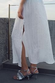 White Crinkle Satin Maxi Skirt - Image 2 of 4