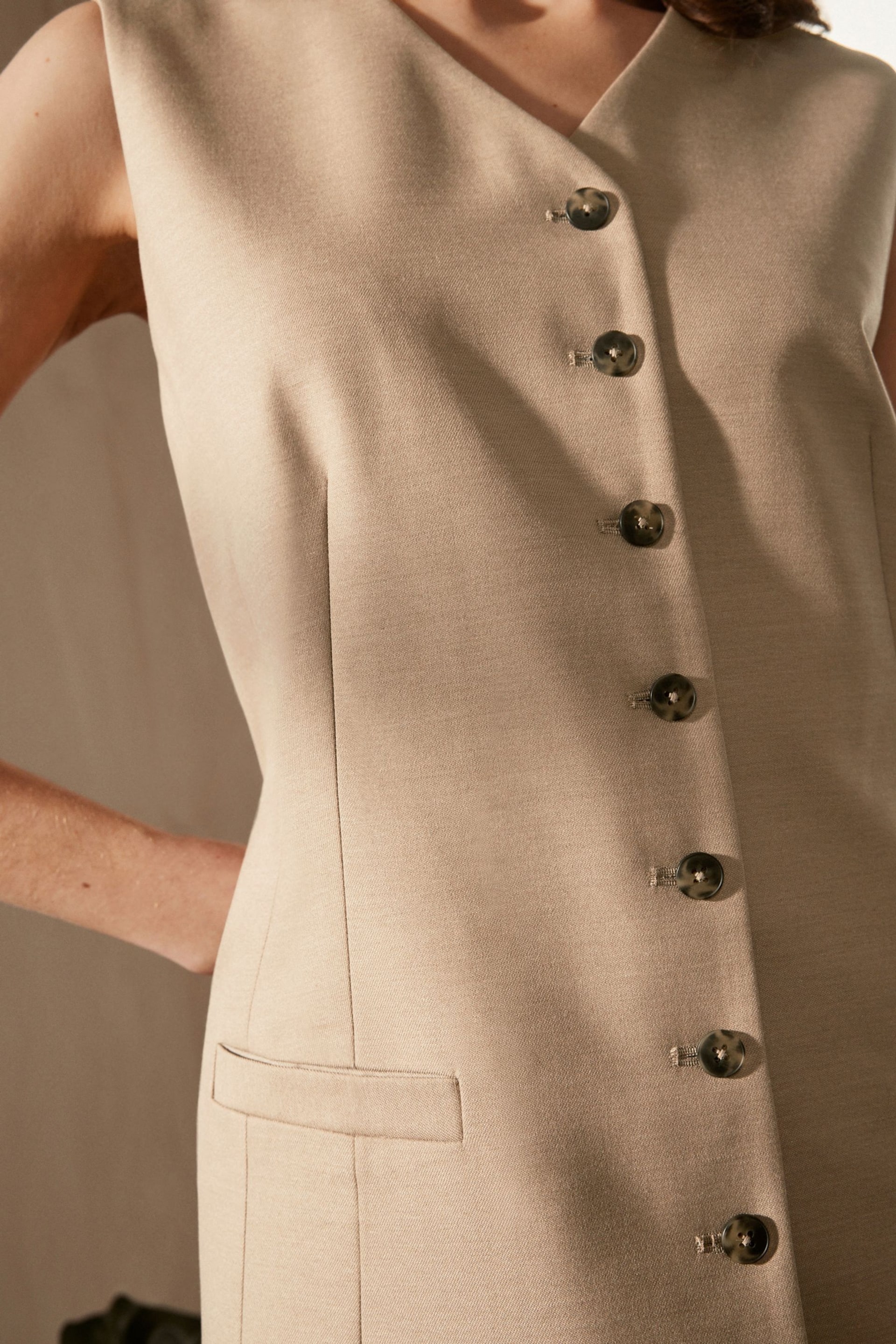 Mink Brown Premium Longline Tailored Waistcoat - Image 4 of 7