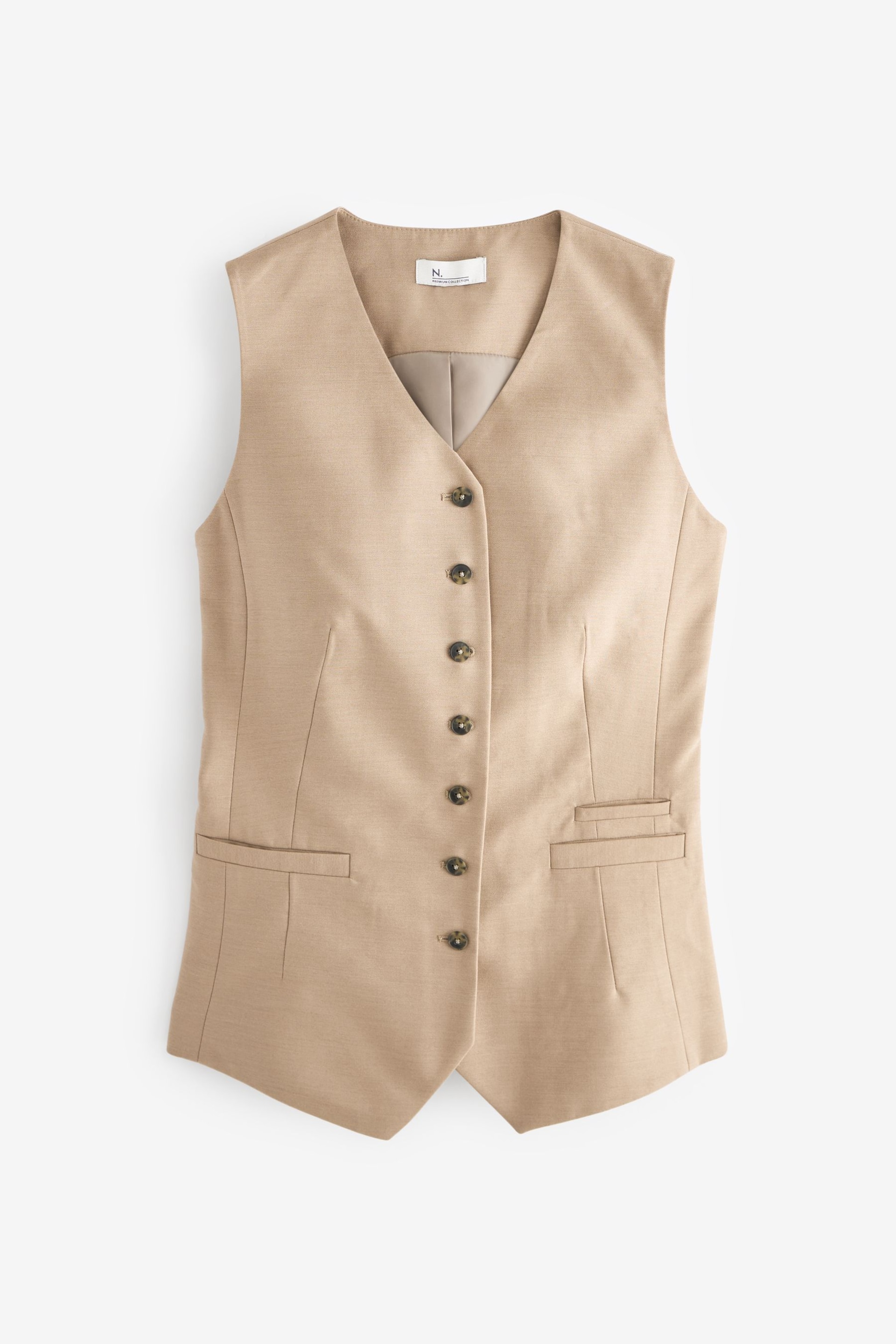 Mink Brown Premium Longline Tailored Waistcoat - Image 5 of 7