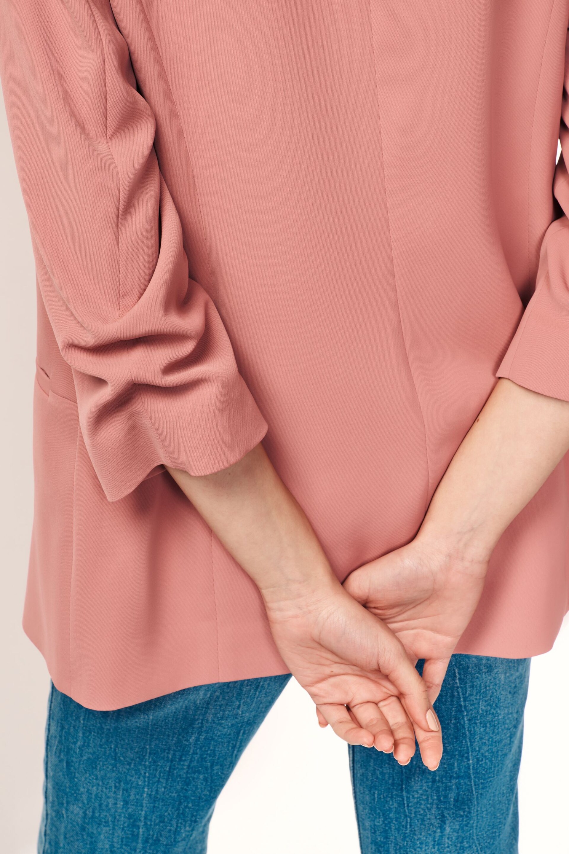 Pink Relaxed Ruched Sleeve Blazer - Image 4 of 6