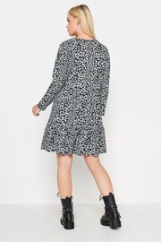 PixieGirl Petite Grey Animal Long Sleeve Tiered Dress - Image 3 of 5