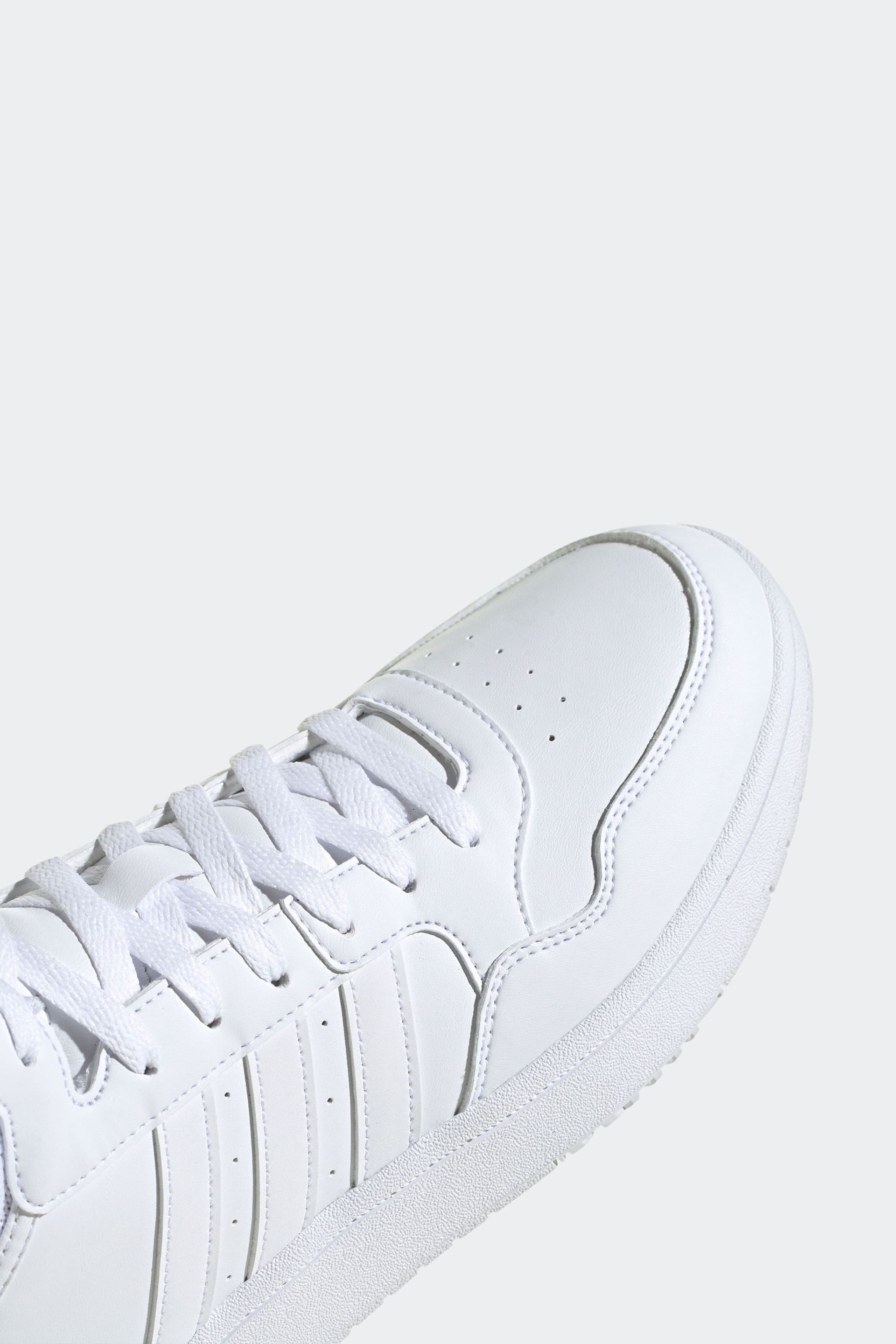 adidas White Originals Hoops 3.0 Mid Lifestyle Basketball Classic Vintage Trainers - Image 4 of 5