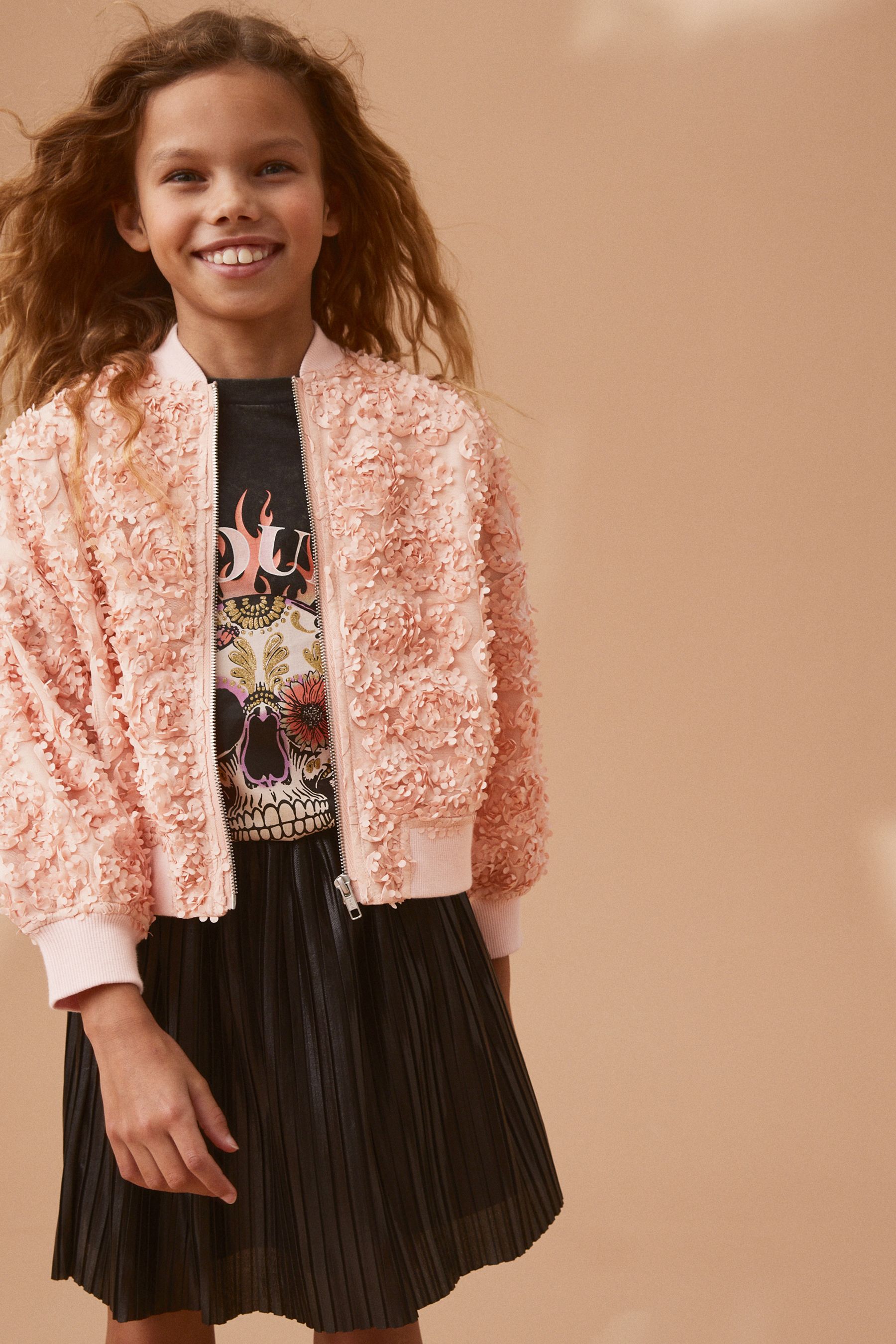 Buy Pink 3D Floral Bomber Jacket 3 16yrs from Next Luxembourg