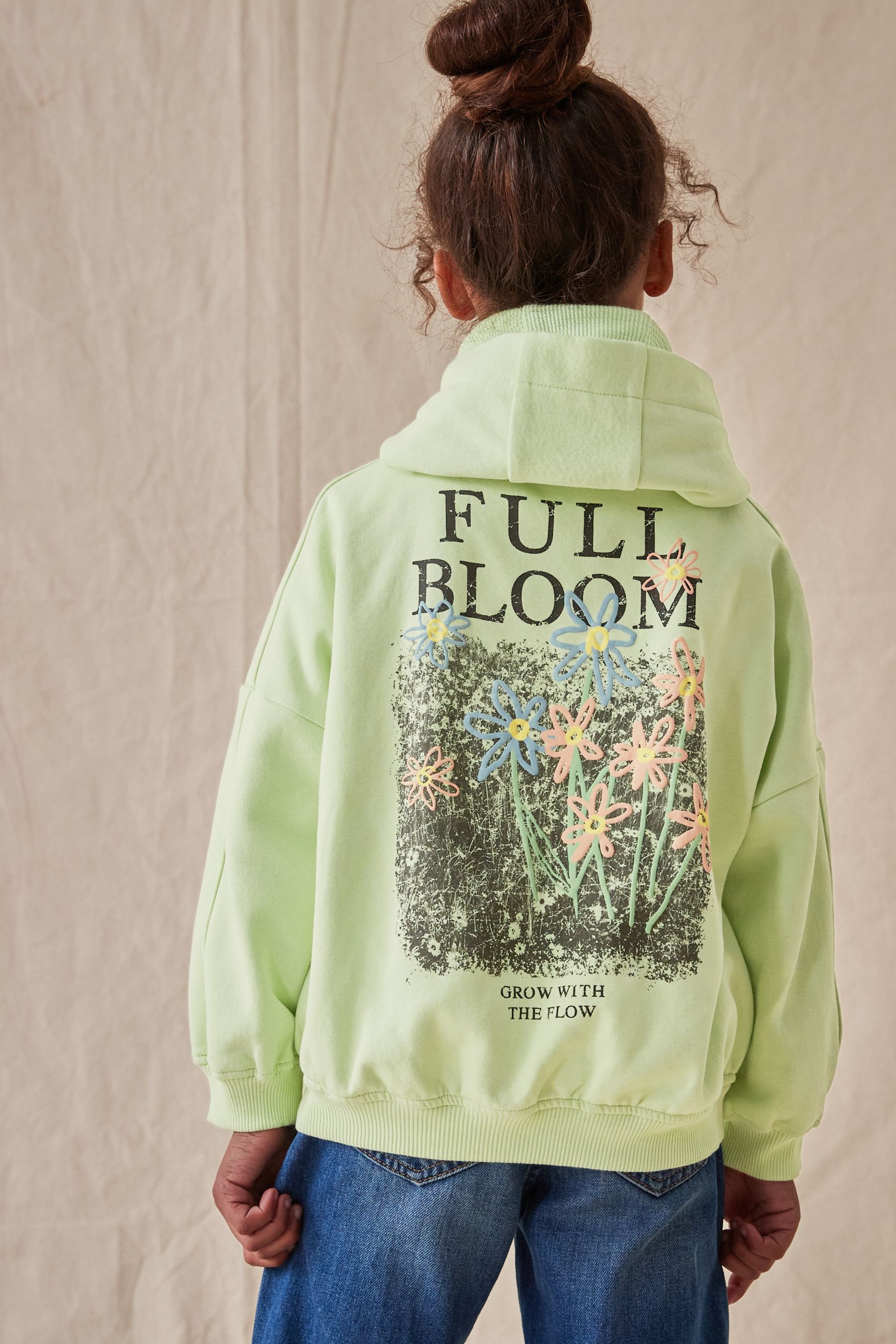 Buy Lime Green Floral Printed Zip Through Hoodie 3 16yrs from Next Luxembourg