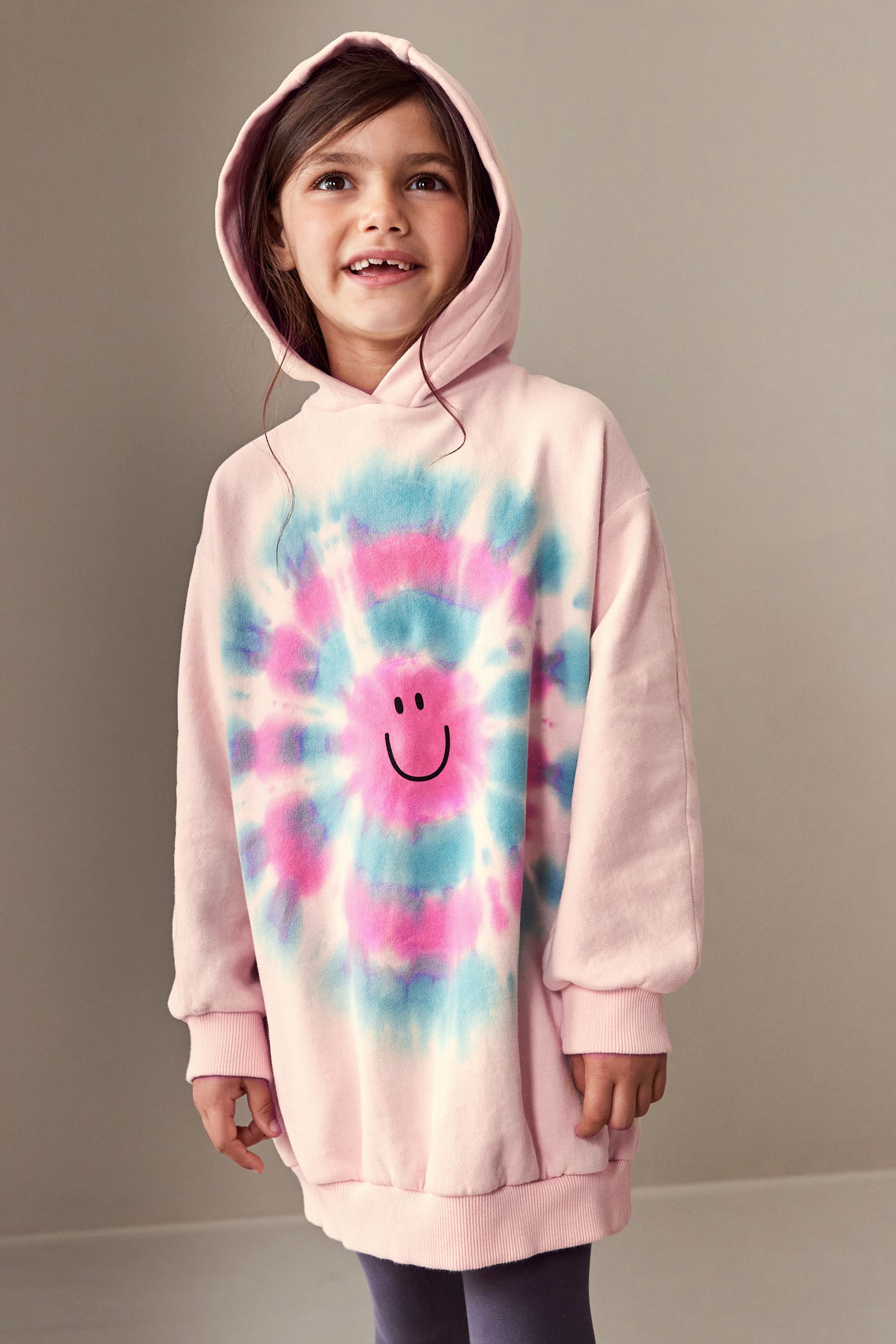Buy Pink Smile Tie Dye Longline Hoodie 3 16yrs from Next United Arab Emirates