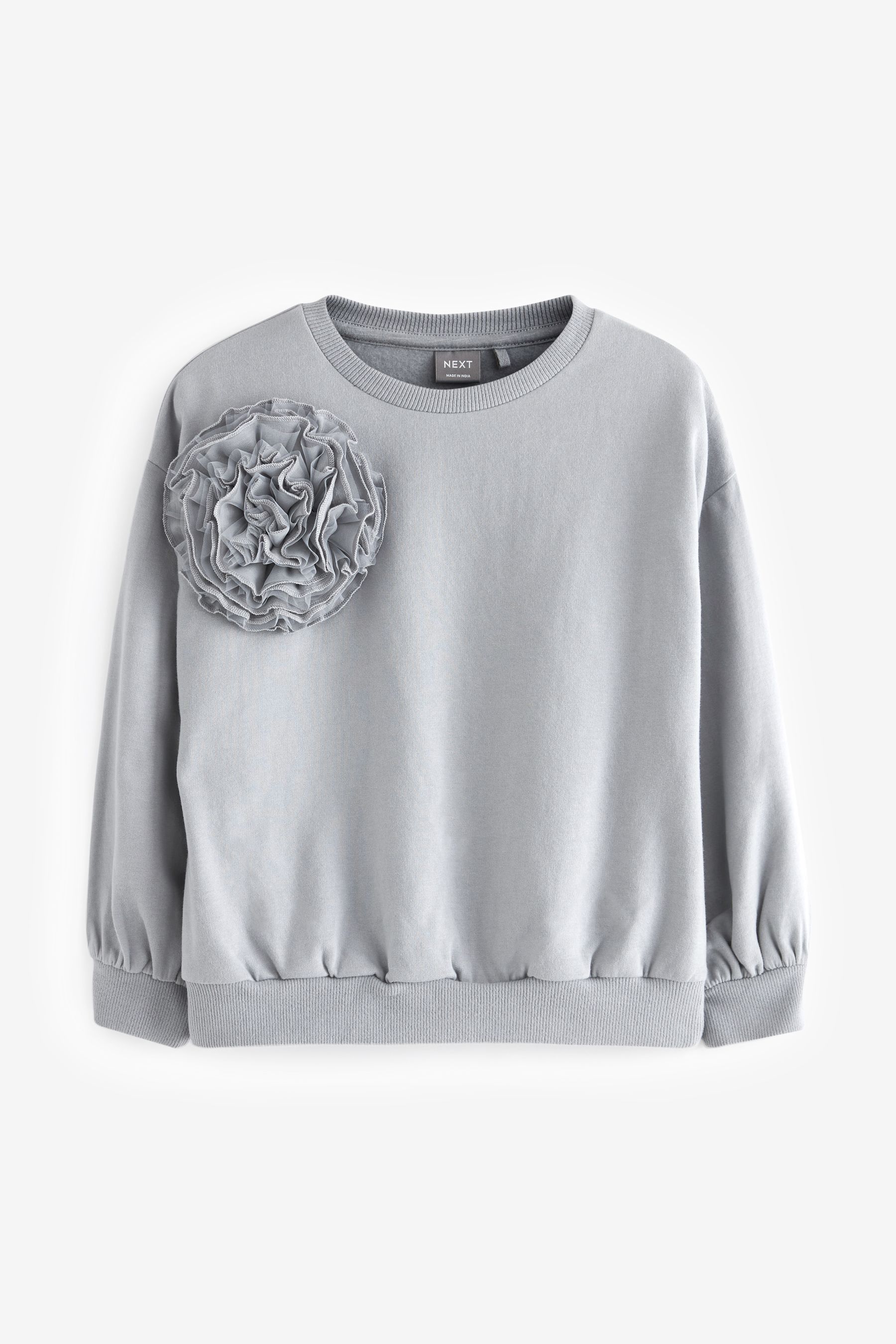 Buy Grey Floral Corsage Crew Sweatshirt 3 16yrs from Next Luxembourg