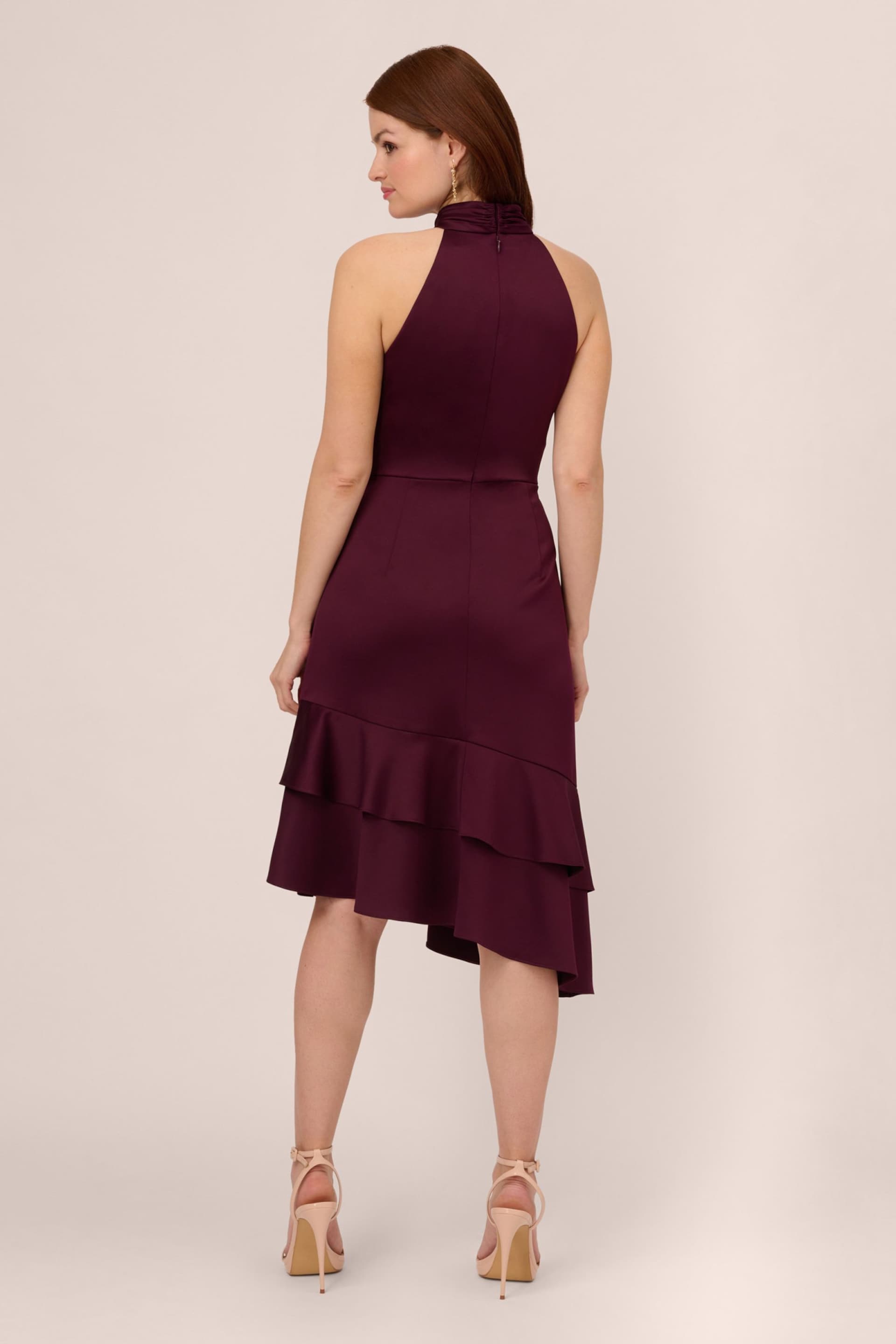 Adrianna Papell Purple Satin Crepe Dress - Image 2 of 7