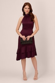 Adrianna Papell Purple Satin Crepe Dress - Image 3 of 7